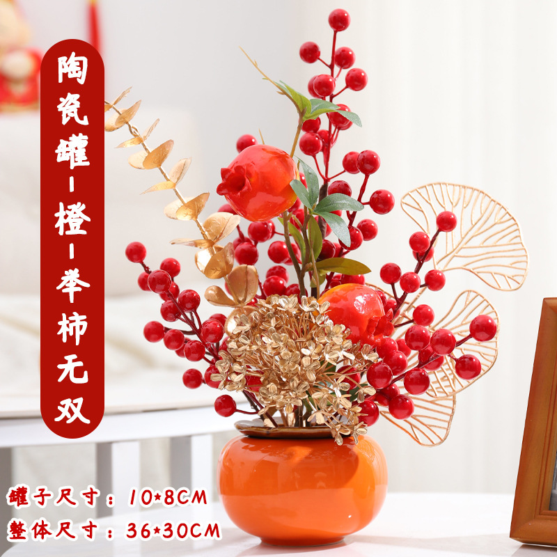 2024 decoración de Año Nuevo pequeño Fu cubo caqui Ruyi decoración de frutas rojas Año Nuevo Fortuna fruta dragón año primavera Festival decoración suministros