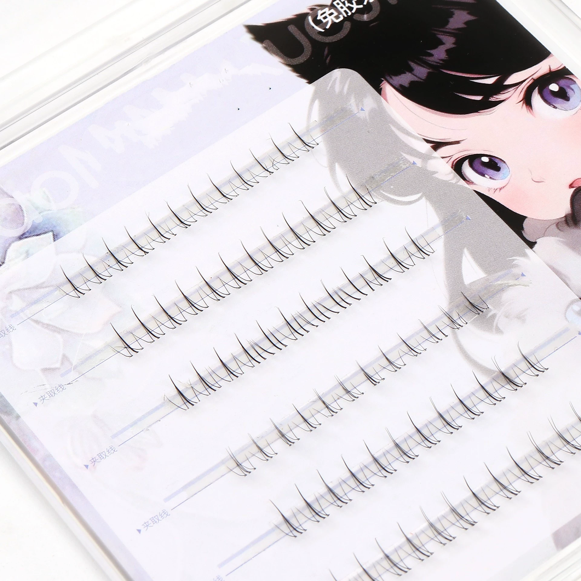 Transparent capacious false eyelashes for eyelashes