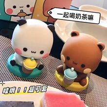 新品熊猫一二布布桌面玩偶可爱手办车载摆件卡通动漫可爱潮玩公仔