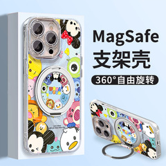 满屏动物支点支架适用苹果16promax手机壳13羽纱磁吸15可爱卡通14
