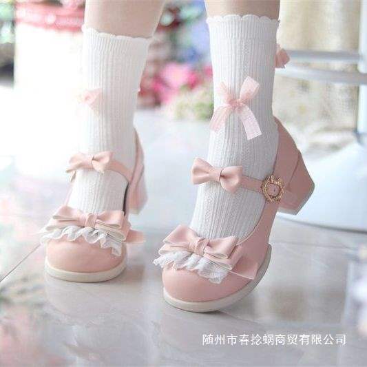 Original Mid-Heel Lolita Women's Shoes, Cosplay Single Shoes, Student Round-Toe Leather Shoes, Lolita Shoes, Mint, Mambo, Dopamine