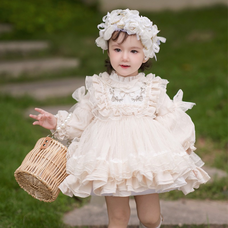 106059819@qq.com Robe de princesse Lolita pour bébé fille, en dentelle et gaze bouffante, pour son premier anniversaire._voghion.com
