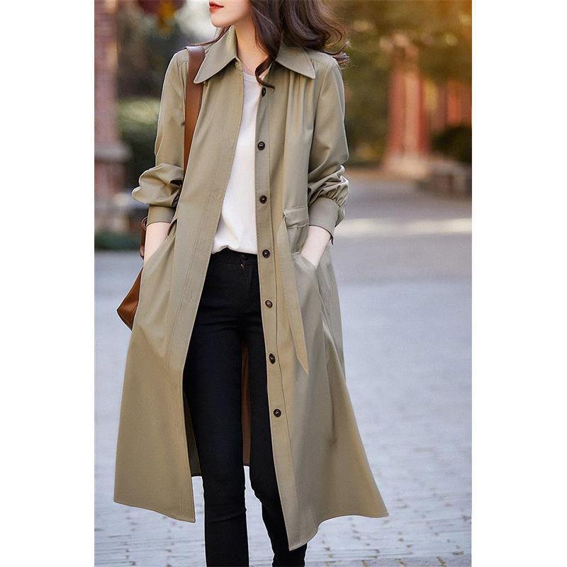 薄款风衣女2022春秋装新款韩版气质流行小个子大衣中长款衬衫外套