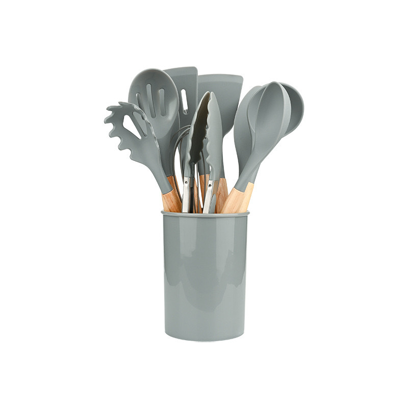 12 piezas de cocina de silicona, conjunto de cucharas antiadherentes de silicona, cucharas de control de aceite, cucharas resistentes a altas temperaturas