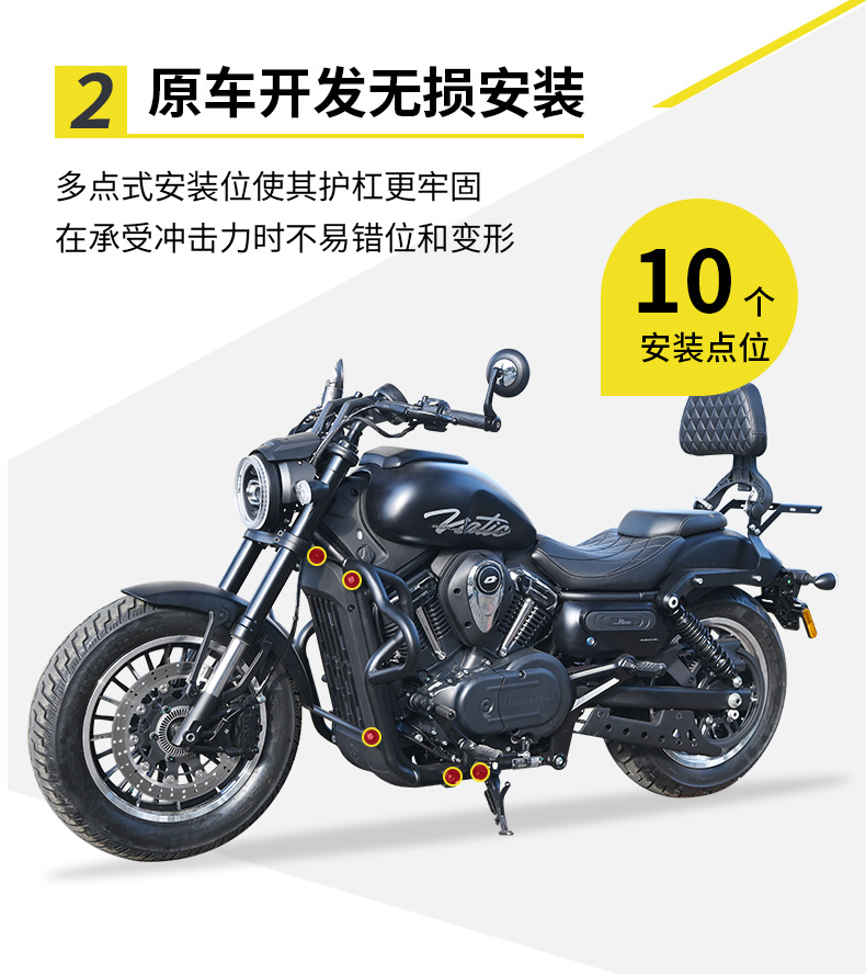 Suitable for Qianjiang Flash 600V2: Thickened Bumper, Anti-Collision, Anti-Fall, Quick-Release Side Bag, Foldable Backrest, Rear Rack Modification