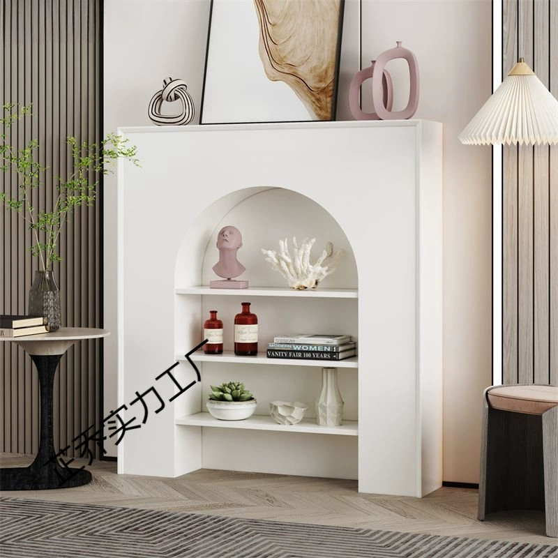2025 модный европейский стиль домашний белый французский камин декоративный шкаф арочная полка для художественного оформления входа B&B