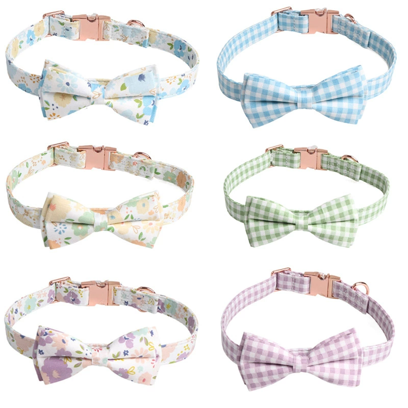 Amingge Новый зоотовары цветочная ткань клетчатая ткань соответствия розовое золото Подсолнух ошейник для собак