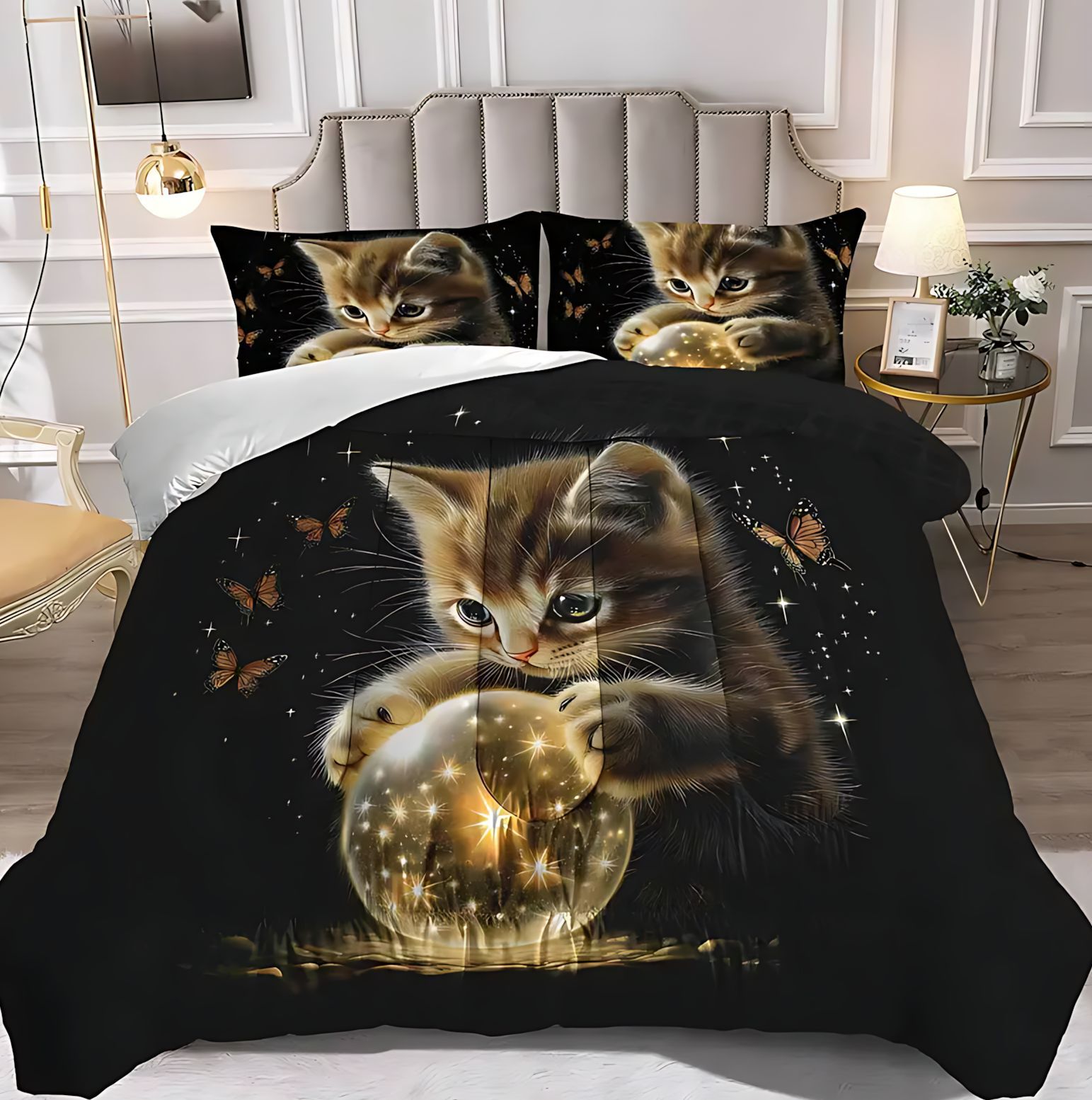 TEMU / JIT transfronterizo lindo gato tema impresión digital HD 180gms colcha colcha