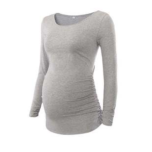 202 Europe and America 3 Amazon Best Selling AliExpress New Round Neck Slim Fit Long Sleeve Pregnant Women's Top Base Shirt 1559