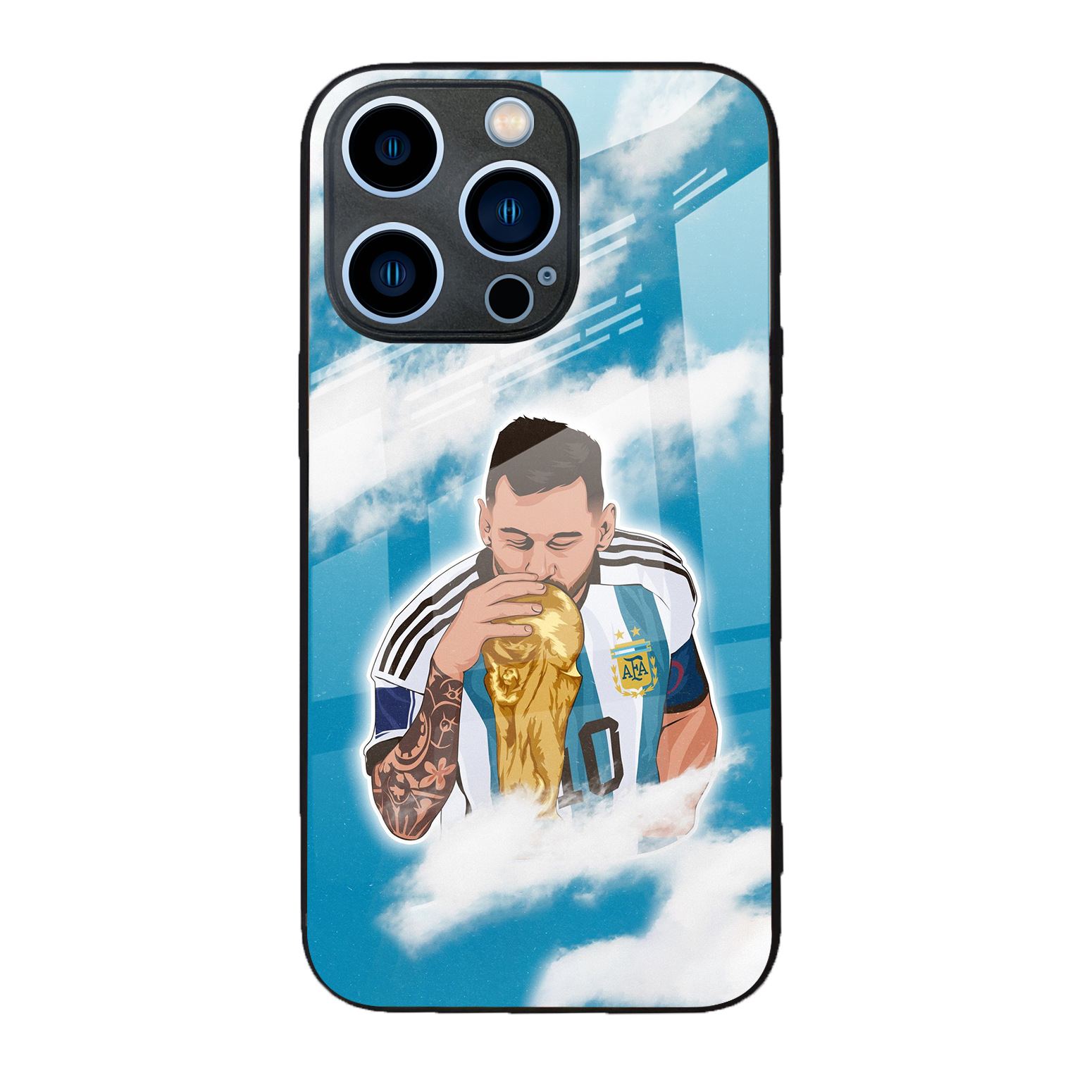 Funda de teléfono de cristal para iPhone 17 Pro Max con diseño de Messi de la Copa Mundial, para fanáticos del fútbol, compatible con iPhone 16 Pro y 13, antihuellas.