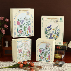 Vintage Luxury White Cowhide Embossed Gift Bag Birthday Gift Packaging Paper Bag High-Quality Women's Day Handbag 