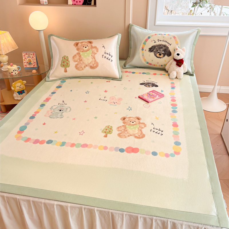 Dibujos animados 2025 nuevo tipo A nivel materno e infantil de verano de seda de hielo dormitorio de alfombra suave individual se puede lavar a máquina verano a