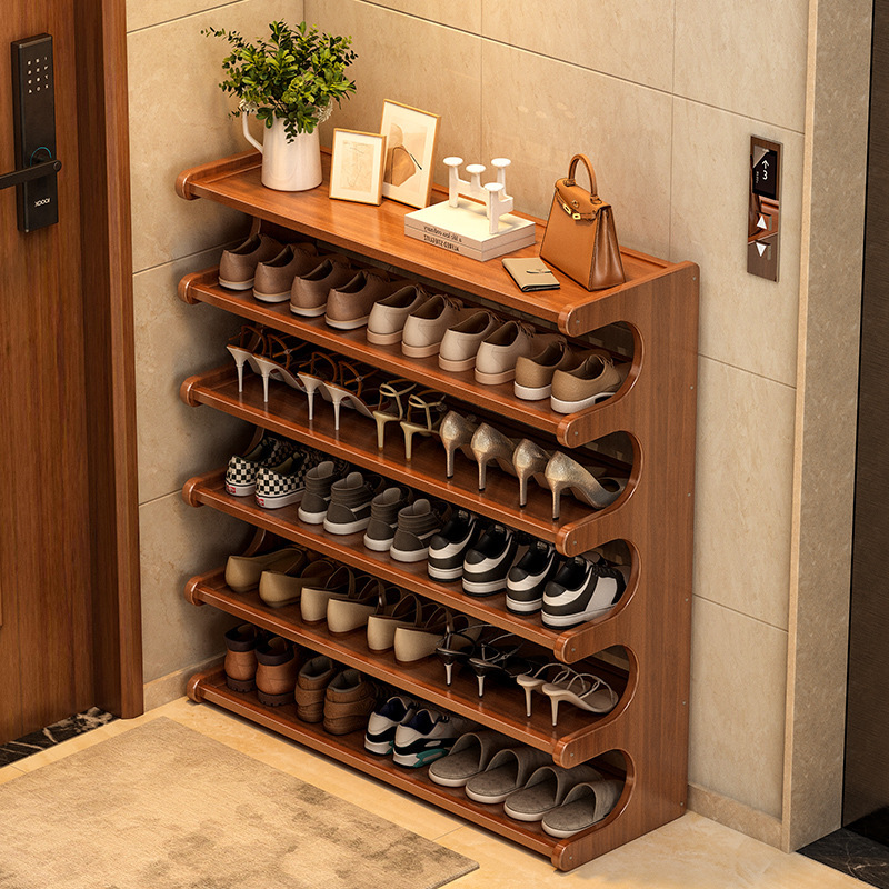Widened Simple Shoe Rack for Home Entrance, Multi-Layer Indoor Storage Rack, Dust-Proof Dormitory Storage Solution, Solid Wood Shoe Cabinet