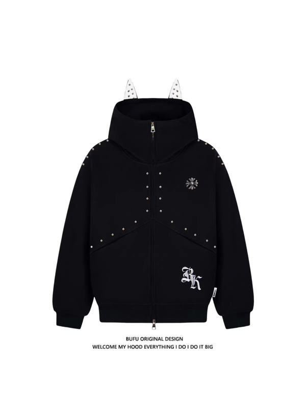 Cross-Border Plus-Size American High-Street Style Rivet-Stitched Dalmatian Hooded Pullover Hoodie for Men and Women Cross-Border Plus-Size American High-Street Style Rivet-Stitched Dalmatian Hooded Pullover Hoodie for Men and Women