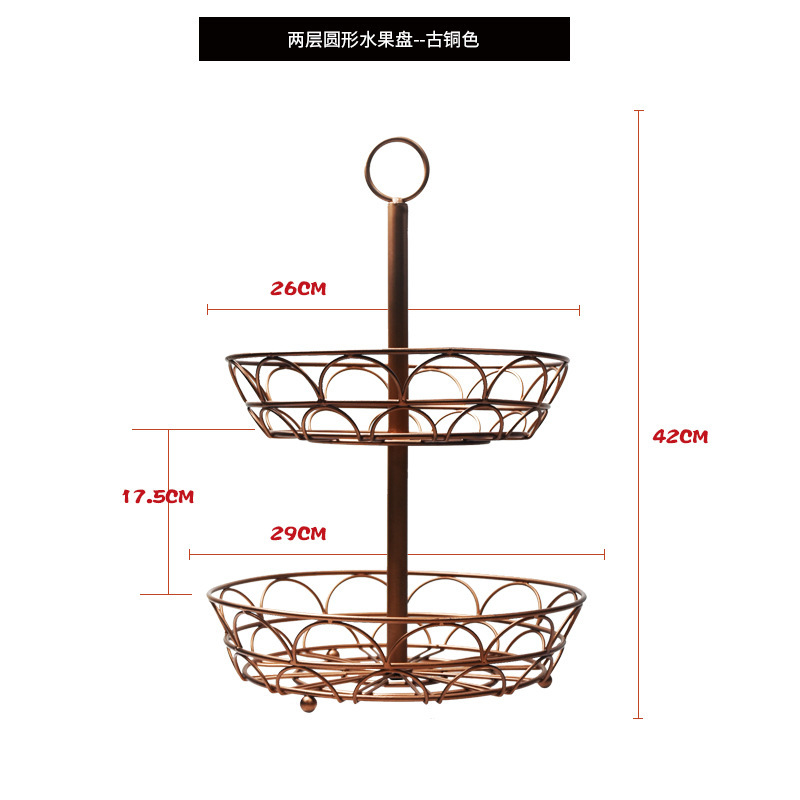 Plato de frutas de hierro forjado gancho de plátano sala de estar casera canasta de frutas de lujo ligera mesa de comedor dulces bocadillos plato