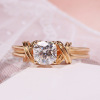 Fashionable golden zirconium, wedding ring, accessory, wish, European style, 14 carat, wholesale