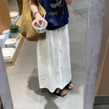 chao级推荐！极简慵懒风白色亚麻半身裙女小众设计感舒适百搭裙子