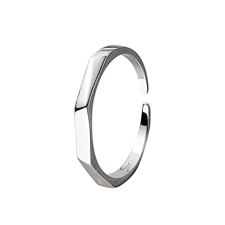 Minimalist Smooth Diamond-shaped Ring Women, Adjustable Open Design, Korean Style, Fresh And Unique, With Irregular_voghion.com