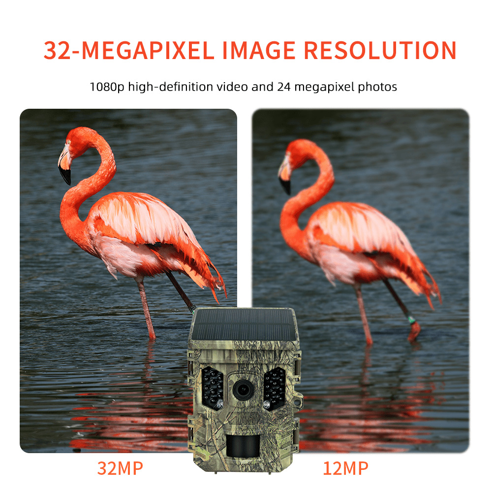 32MP WLAN-Wildkamera mit Solarbetriebener PIR-Bewegungserkennung für Outdoor-Tracking – Detail 6