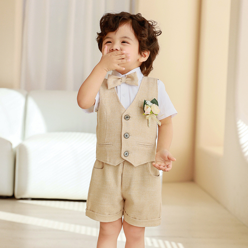 Traje para niños, traje de chaleco, vestido de verano para bebés, anfitrión de cumpleaños, traje de piano para niña de las flores para niños
