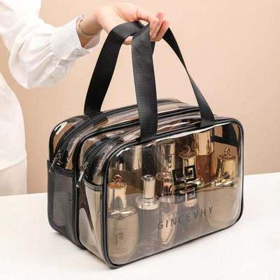 new pattern Wet and dry separate transparent Cosmetic travel Portable Wash and rinse Storage bag double-deck waterproof portable Storage bag