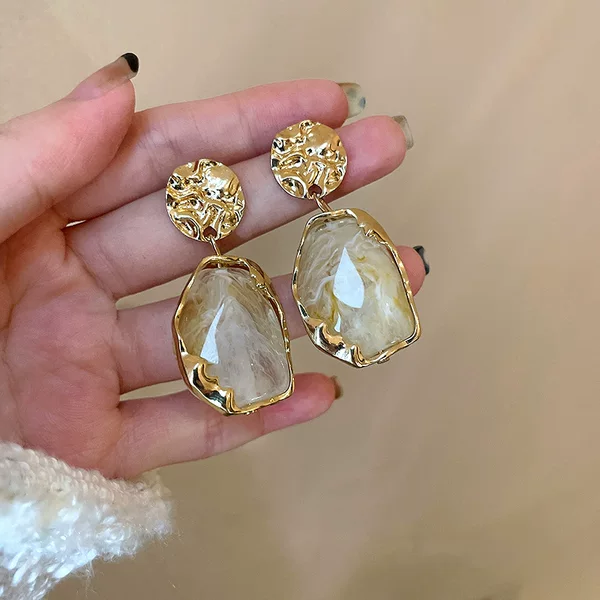 European and American Cross-border Retro Irregular Geometric Earrings Women's 2024 New Trendy Light Luxury High-end Elegant Elegant Earrings