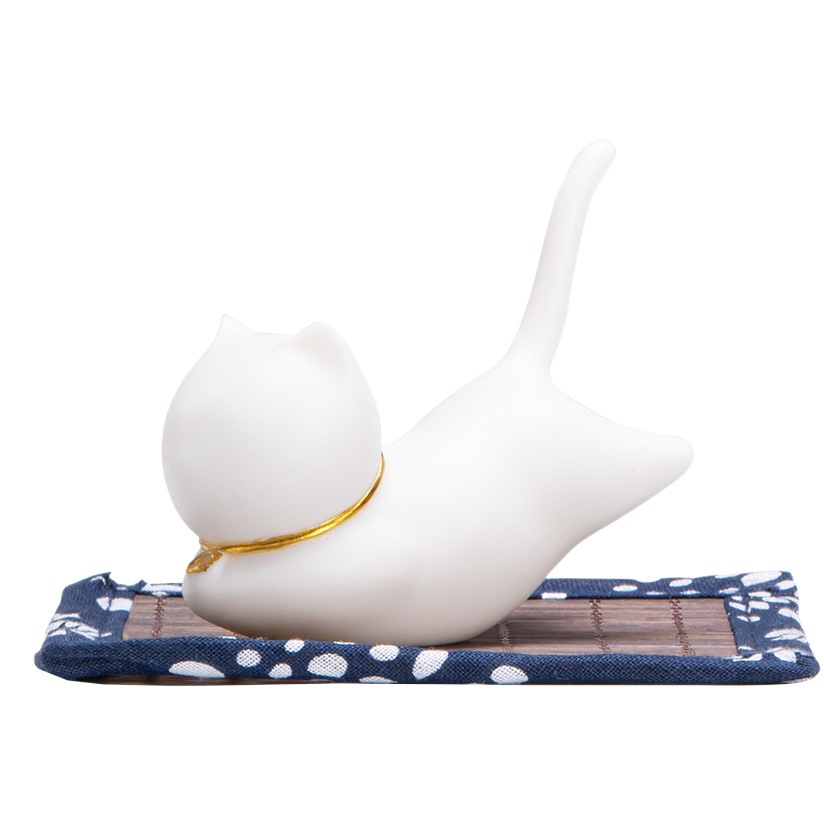 創意的で可愛い子猫陶磁器の置物萌え猫茶ペットペン棚家庭用室内檀香挿香器香道香托