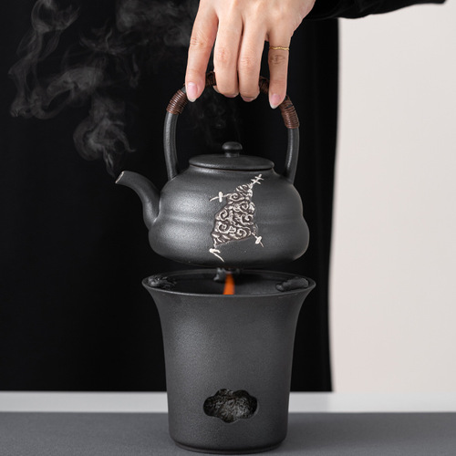 A complete set of charcoal fire charcoal tea making equipment, outdoor open flame roasting tea stove, tea making stove