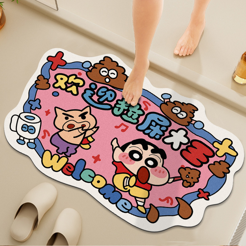 クレヨンしんちゃん珪藻泥フロアマット家庭用吸水速乾浴室フロアマットトイレドア滑り止めマットドロップシッピング|undefined