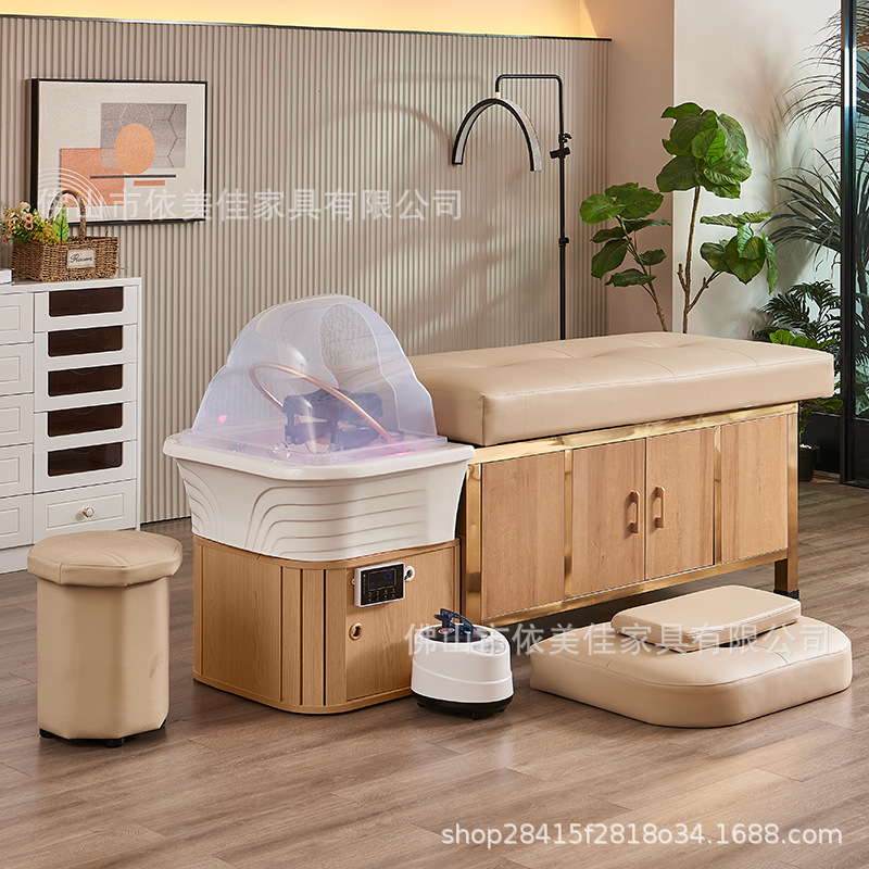 Cama de tratamiento de cabeza tailandesa de alta gama, lavabo de cabeza, calentador de agua de fumigación, circulación de agua integral, salón de belleza, peluquería especial