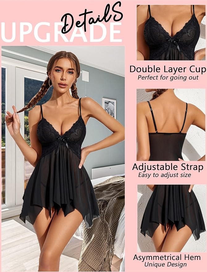 Sexy Nachthemd und Morgenmantel-Set aus Spitze_voghion.com