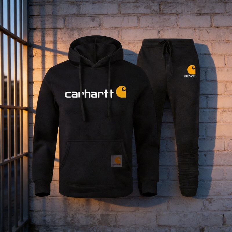 Cross-Border Trendy Brand Carhartt Two-Piece Set of Mango Letter Sports Sweatshirts for Men and Women Plus Velvet Hoodies Wholesale