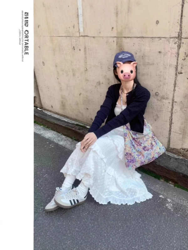 温柔风蕾丝白色a字半身蛋糕裙女夏季新款高腰显瘦小个子长裙|undefined