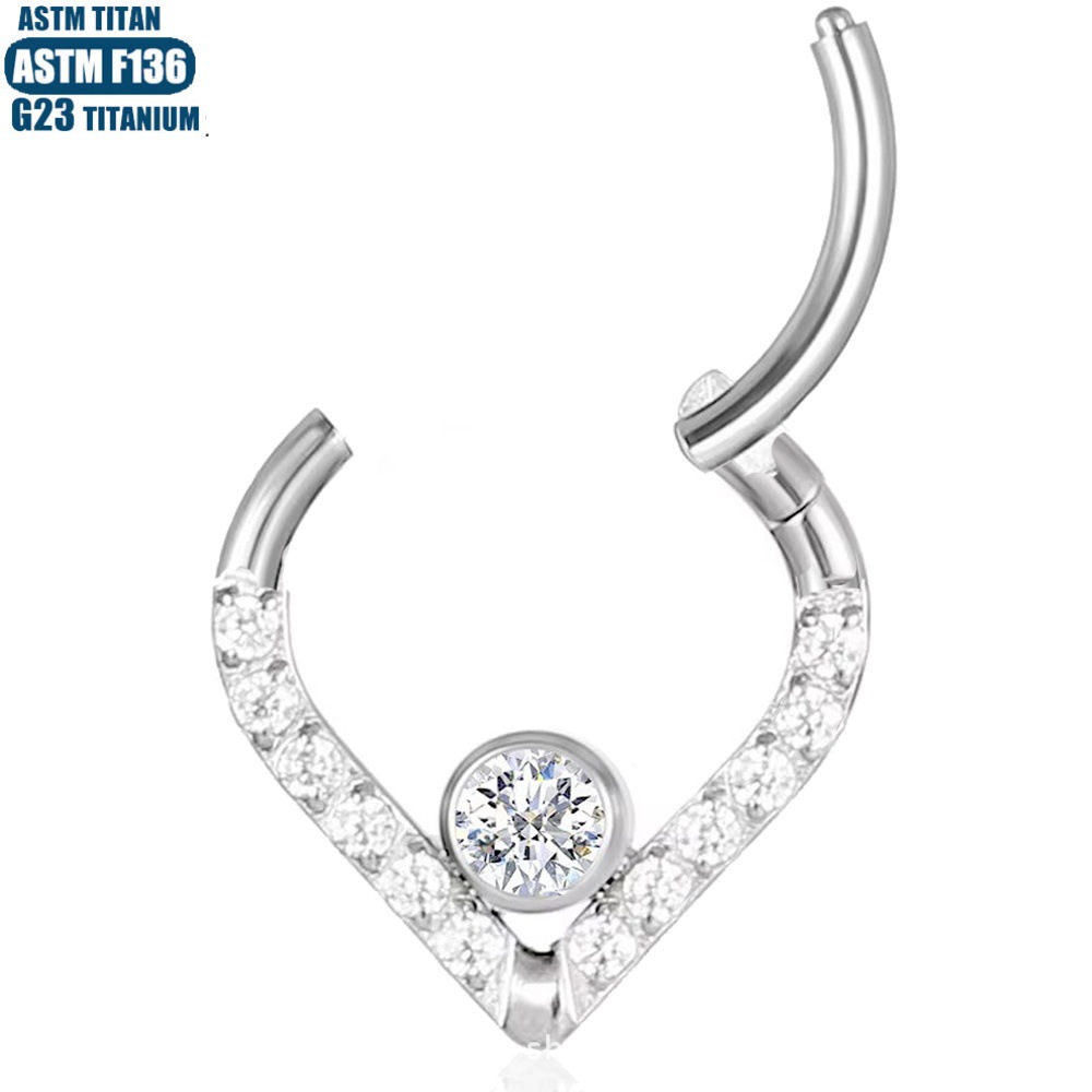 F136 Titanium Alloy Water Drop Earrings Nose Ring Diamond Nose Piercing Nasal Septum Ring Seamless Ring Piercing Jewelry Earrings detail image 19