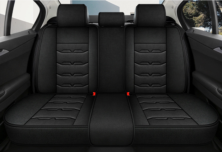 Linen Car Seat Cushion All-Inclusive Cartoon Seat Cover Four-Season Universal Car Cushion Seat Cover Small Car Seat Cushion