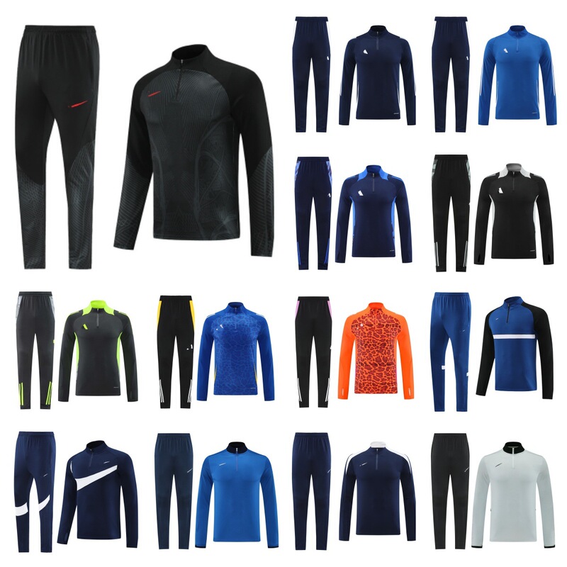Half zipper leisure sports long sleeve trousers suit club basic football training clothes logo foreign trade wholesale
