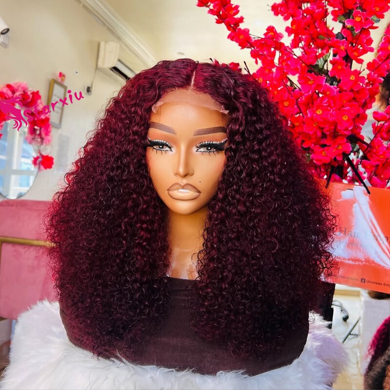 SDD Pixie curly in dsrk wine ren 99j human hair wig lace hair