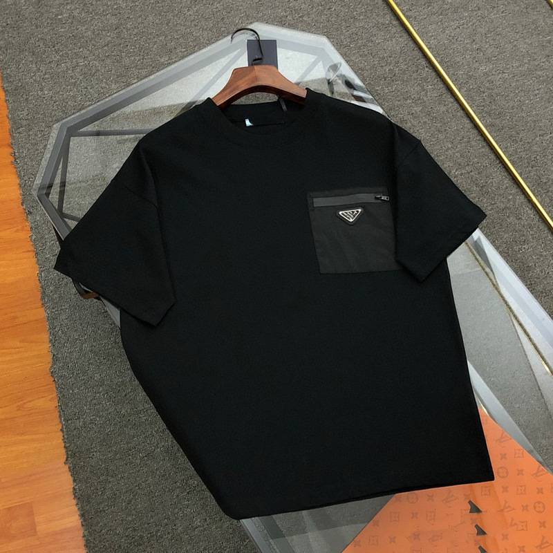 Haute Couture Independent Men's and Women's New Classic Triangle Logo Flap Pocket Pants Short-Sleeved T-Shirt Loose High Weight Cross-Border Haute Couture Independent Men's and Women's New Classic Triangle Logo Flap Pocket Pants Short-Sleeved T-Shirt Loose High Weight Cross-Border