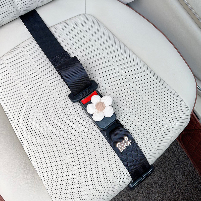 Car seat belt, Qìchē for Pregnant Women - three-point-anti-strangle-seatbelt-black-beige-small-flower