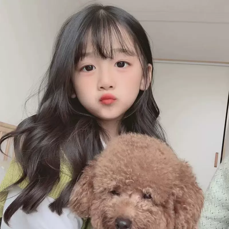 厂家现货儿童假发女长卷发韩版ins仿真发丝长发化纤头套一件代发