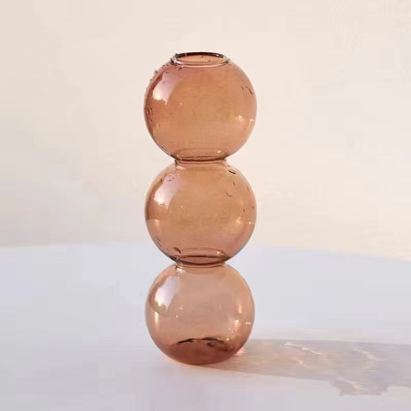 ins风简约泡泡球彩色玻璃花瓶透明水培插花花器客厅餐桌装饰摆件|undefined