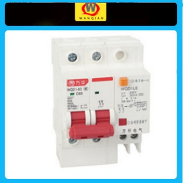 万仟电气小型漏电开关 家用DZ47LE-1PN 2P3P+N 4P漏电保护器 红色
