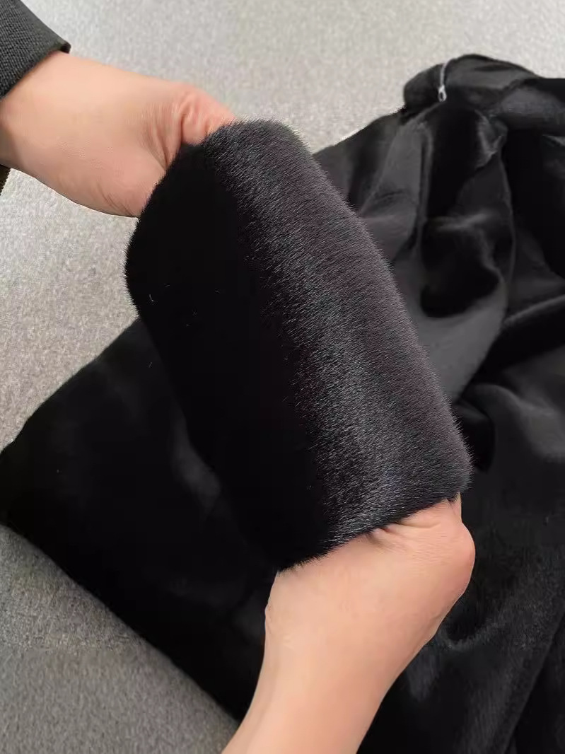 Compare con la piel de visón real, abrigo de piel de invierno, abrigo de visón para hombres con cremallera gruesa