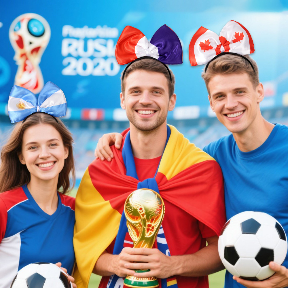 2026 Estados Unidos, Canadá, México, fanáticos de la Copa del Mundo, bandera nacional, arco, arco de cabeza, porristas, refuerzo, abrazadera de cabeza, toque de cabeza