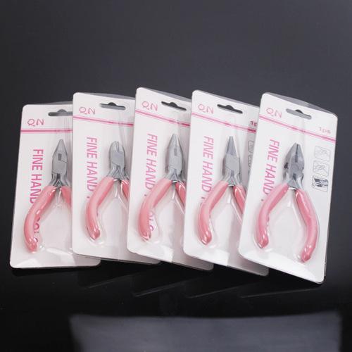 Pink handle mini needle nose pliers handmade diy set 5 inch toothless jewelry pliers small pliers jewelry pliers