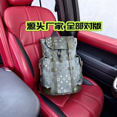男士背包25欧美双肩包老花经典书包旅行包新款大容量学生翻盖机场