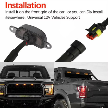 Car Grille Lights, Off-Road Vehicle, Pickup Truck, Sedan Front Face Modification, Universal Daytime Running Lights, Grille Led Small Yellow Lights, Universal