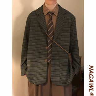 British Jiwuus Autumn Style Retro Fine Pattern Suit Men's and Women's Loose Niche Design Small Suit Casual Jacket