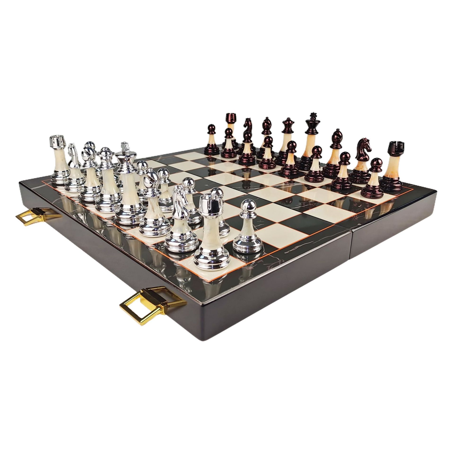 Tabela de ajedrez personalizada de madera plegable juego de ajedrez magnético de alta calidad caja de ajedrez de alta calidad