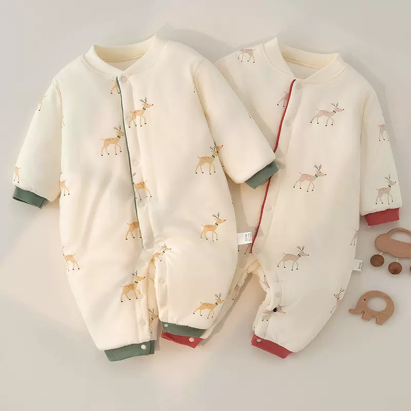 婴儿衣服秋冬加厚宝宝连体衣纯棉新生儿哈衣爬服长袖睡衣宝宝衣服